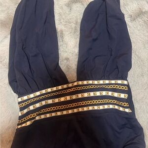 MICHAEL Michael Kors Navy One Piece Swimsuit with Gold Accents